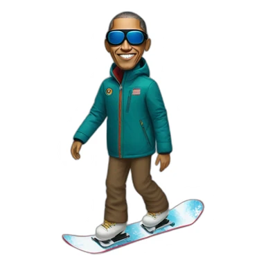 fullbody barack obama wearing Gucci snowboarding goggles sticker