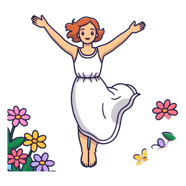 Ophelia floating in water surrounded by flowers, woman in dress with arms outstretched, based on the famous painting by John Everett Millais sticker