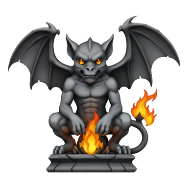 black iron gargoyle statue fire sticker