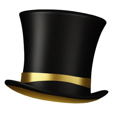 Shiny black top hat with thick gold band sticker