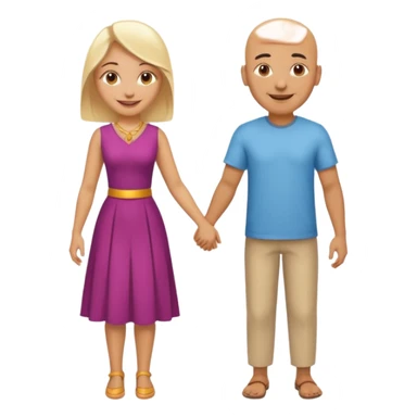 Naked bald Indian man and naked blonde woman holding hands sticker