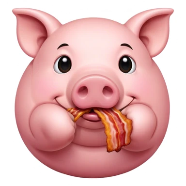 Pig eating bacon sticker