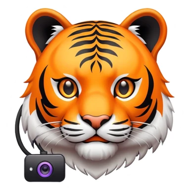 streamer tiger face with webcam and setup for Twitch emote sticker