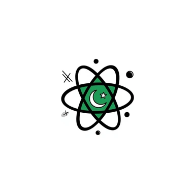 Hand-drawn atom symbol with Pakistan flag colors sticker