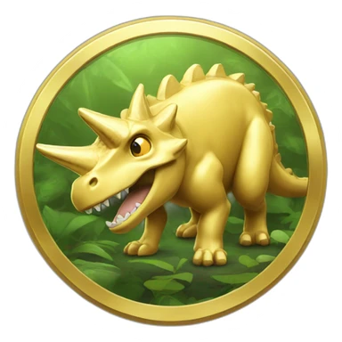 golden coin with dinisaur inside hd sticker