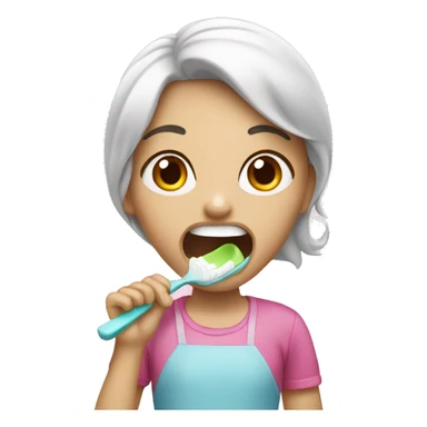A girl brushing teeth sticker