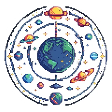 cosmic entity with stars and planets orbiting around sticker