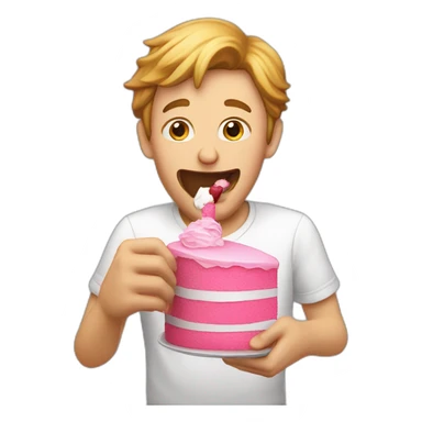 A White Guy Biting a Pink Cake sticker