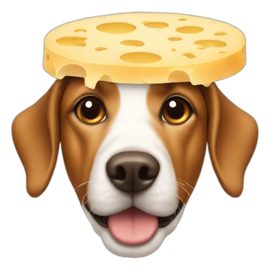 Dog wearing a Swiss cheese hat sticker