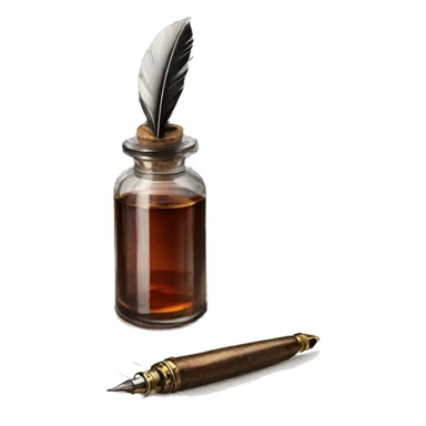 quill pen and ink bottle sticker