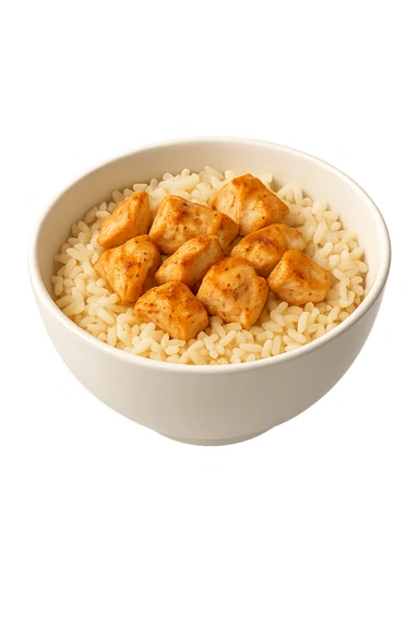 bowl bianca che fluttua in aria con riso e pollo sticker