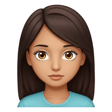 girl with brown eyes, long eyelashes, layerd mid length hair dark brown, tanned skin sticker