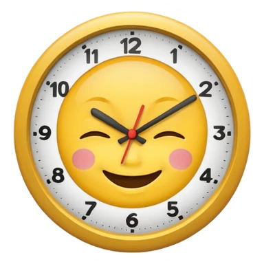 a clock emoji laughing with it’s eyes closed sticker