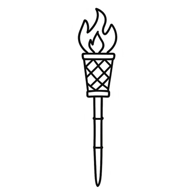 hand-drawn outline style bamboo torch icon sticker