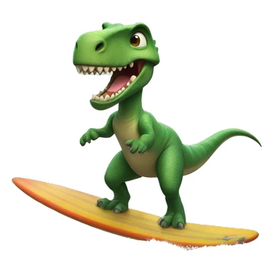 dinosaur riding a surfboard sticker
