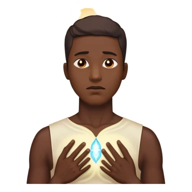 transition from a man with a spiritual pain on his chest growing up to a man with a soul glowing on his body representing his healed version karmically sticker