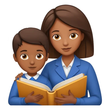 educator or speech therapist with child, who helps child with lessons or reading books sticker