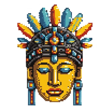 Toltec carved stone head with decorated headdress sticker