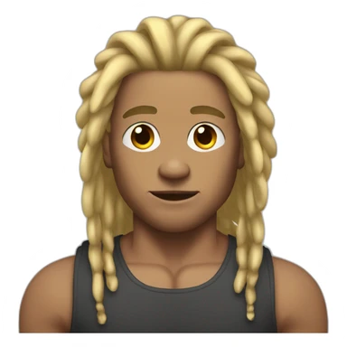 muscle man with blonde dreads sticker