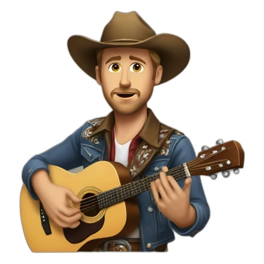Old ryan gosling playing western guitar sticker