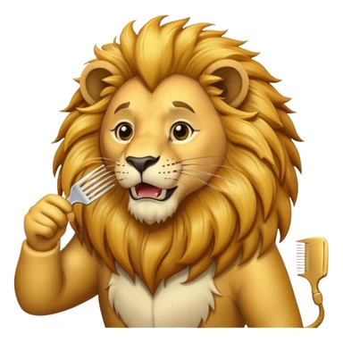 lion brushing his mane with a comb sticker