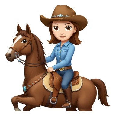 white girl with brown hair riding a western horse sticker