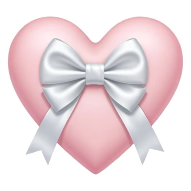 baby pink heart with white satin bow sticker