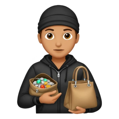 Thief with stolen jewelry bag sticker