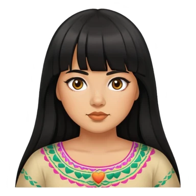 Mexican girl with bangs black long hair plus size sticker