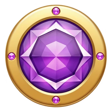 A round badge for a paid subscription, gold with purple diamonds, level 6 sticker