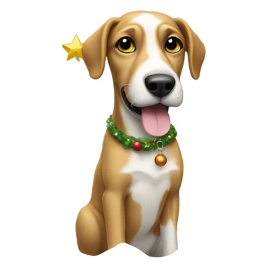 dog decorate a christmas tree sticker