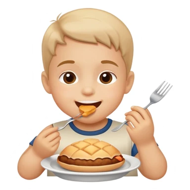 child eating with small bites, happy and friendly sticker
