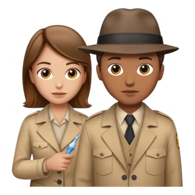 detective with beige clothing and brown hair interviewing suspect (girl) with cleaning clothing sticker
