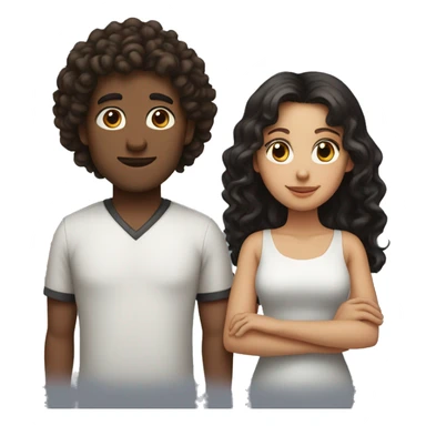 curlyhead man with brown hair and girl with black hair holding hands sticker