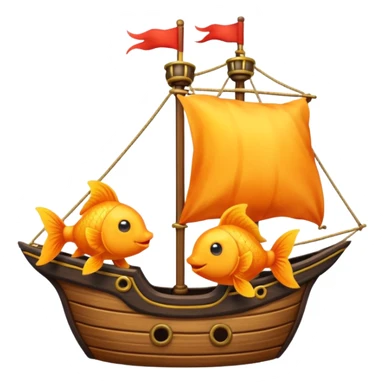 one yellow goldfish and one orange goldfish on a pirate ship sticker