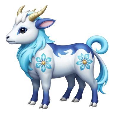 Shiny Glossy Pastel Light Divine Bovine Beautiful Floral Snowy Pretty Absol-Amaura-Suicune-Cobalion-fusion, full body sticker