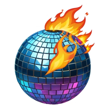 disco ball on fire on top sticker