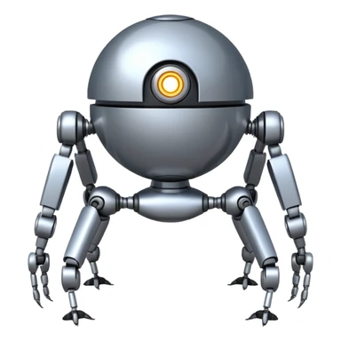 symmetrical 4 legged robot. center sphere with 4 evenly spaced legs. 1 leg extends from each side at sphere's equator sticker