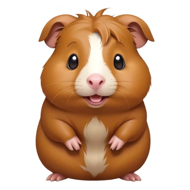 Cinematic Comical Brown Guinea Pig Portrait Emoji, Head tilted dramatically with an exaggeratedly amused expression, featuring a sleek brown coat with a naturally scrunched little face, wide, expressive dark eyes filled with playful disbelief, Simplified yet hilariously expressive features, highly detailed, glowing with a slightly sassy glow, high shine, dramatic yet playful, stylized with an air of cheeky mischief, bright and endearing, soft glowing outline, capturing the essence of a spirited and over-the-top guinea pig, so meme-worthy it feels like it could side-eye its way into internet fame instantly! sticker