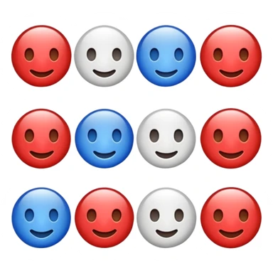 A high-quality emoji-style icon in red, white, and blue only (no other colors).
Smooth shading and highlights using only red, white, and blue, no gradients outside those colors.
No text, no symbols, no additional colors. sticker