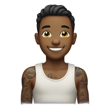 smiling boy with tattoo sticker