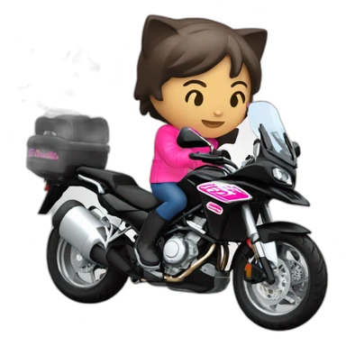 Moto benelli trk 502X y hello kitty conduciendo sticker