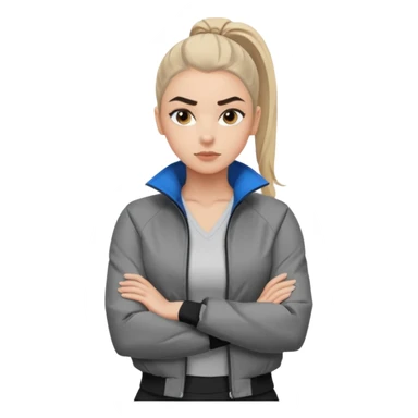 สีตาโทนเทาเท่ ๆ มีประกายคม

คิ้วได้รูป มองแล้วดูสตรอง

ผมหางม้าสูง / ผมสั้นสปอร์ต

เสื้อแจ็กเก็ต / ลุคสตรีทแฟชั่น

ท่าโพสกอดอก
ฟีล: Girl Boss, cool beauty, minimal but powerful sticker