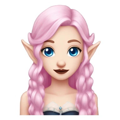 Cute pink pale vampire teeth vampire princess elf ears blue eyes pink hair sticker