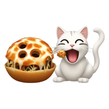 Cat eating takoyaki sticker