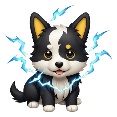 dog with electric lightning waves sticker