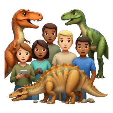 people exploring the dinosaure's gallery
 sticker