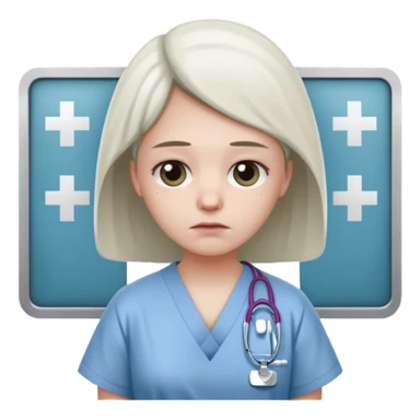 sad patient in hospital in hospital sticker