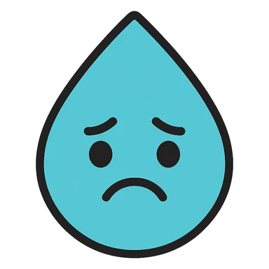sad water droplet icon with color and black outlines sticker