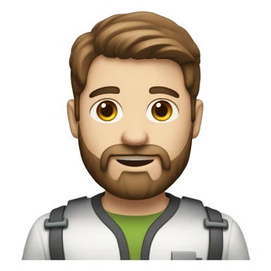 white boy with brown hair and beard working his engineering job sticker